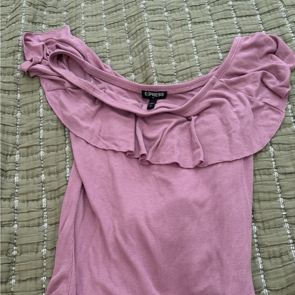 Express Women's Mauve Ruffle Blouse